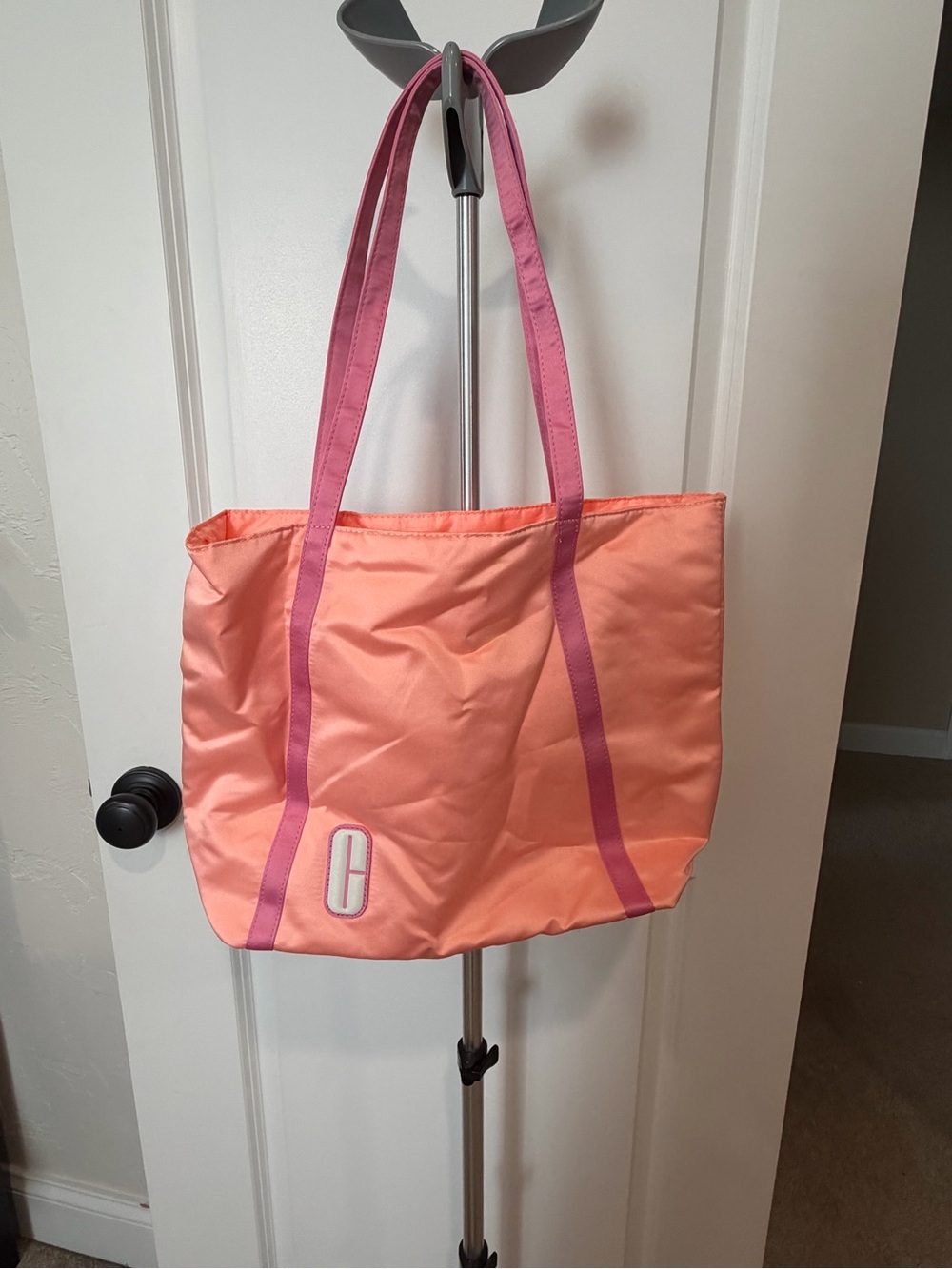 Clinique Peach Tote with Pink Straps